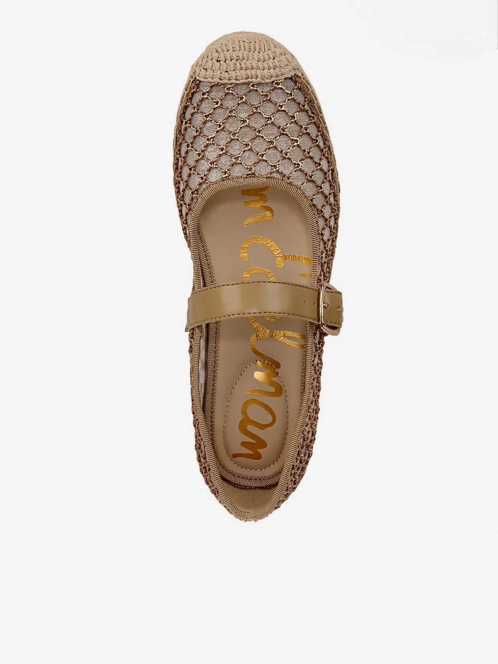 Sam Edelman Mackie Gold Mesh Mary Jane Espadrille Flats 6.5 M New